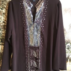 Beautiful Sheer brown, sequence tunic top